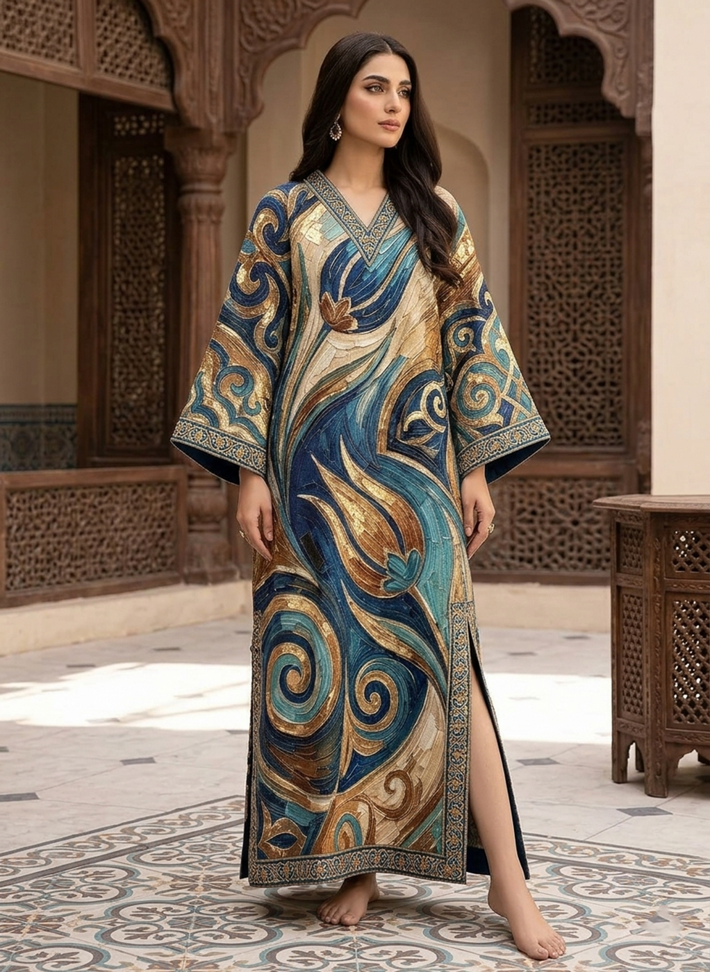 505 | Swirl Floral Kaftan