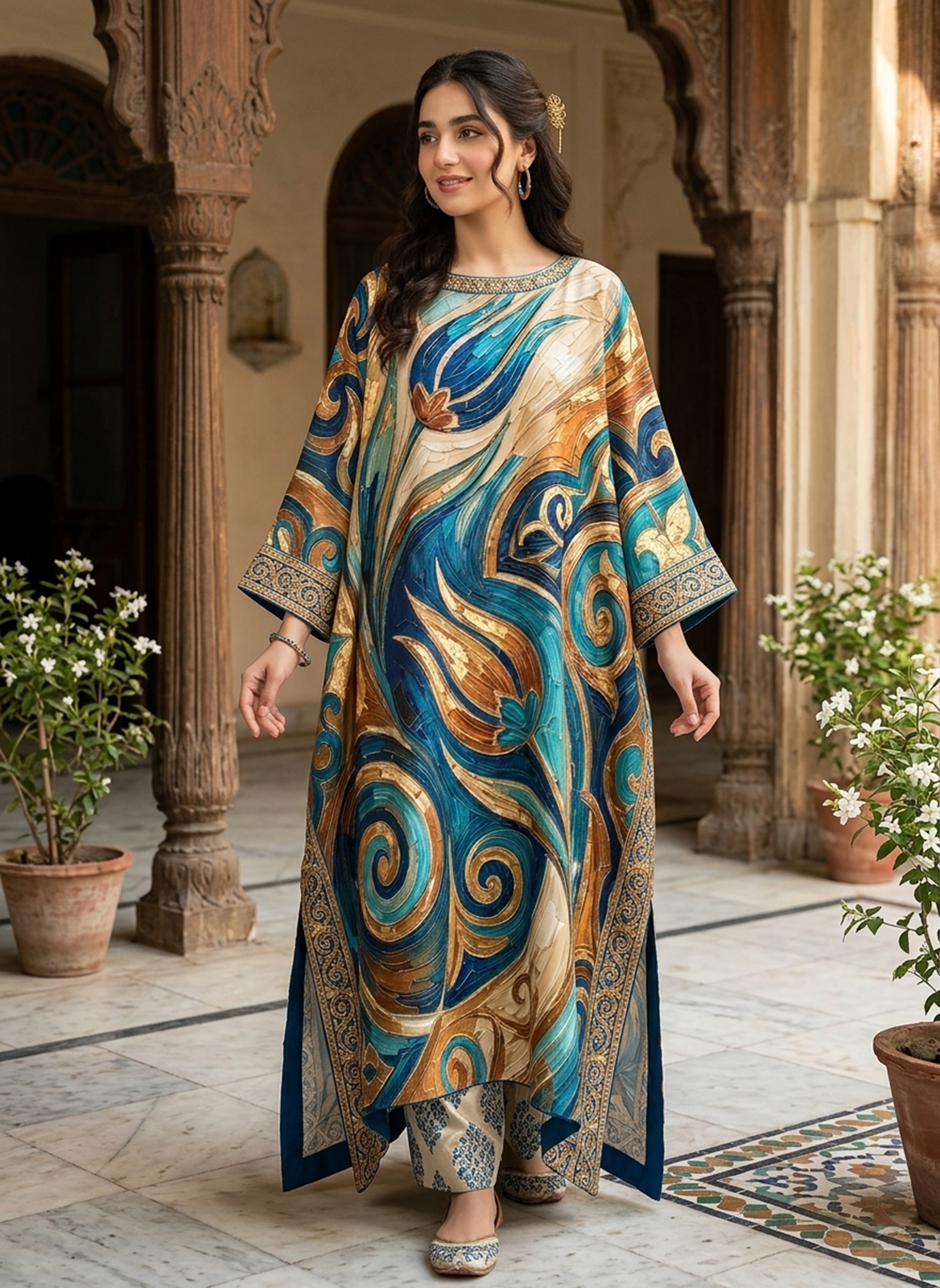 503 | Blue Floral Kaftan