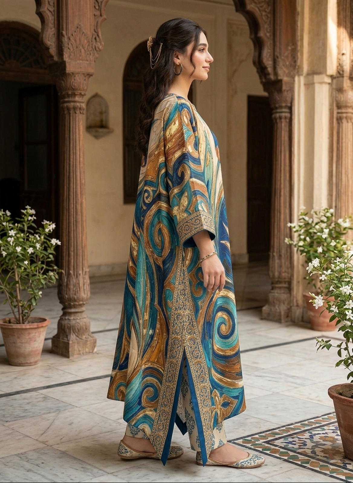 503 | Blue Floral Kaftan