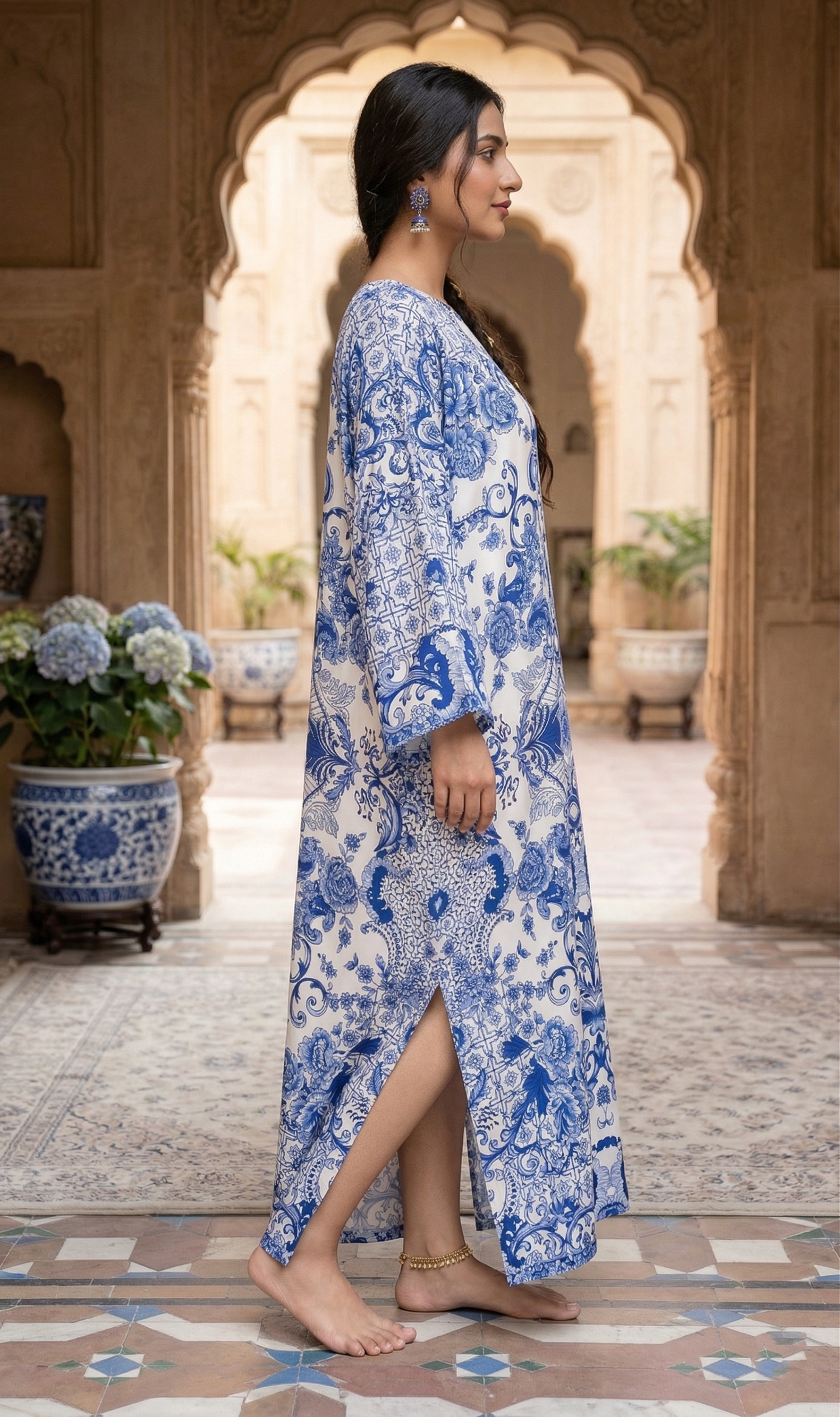 509 | Blue Floral Kaftan