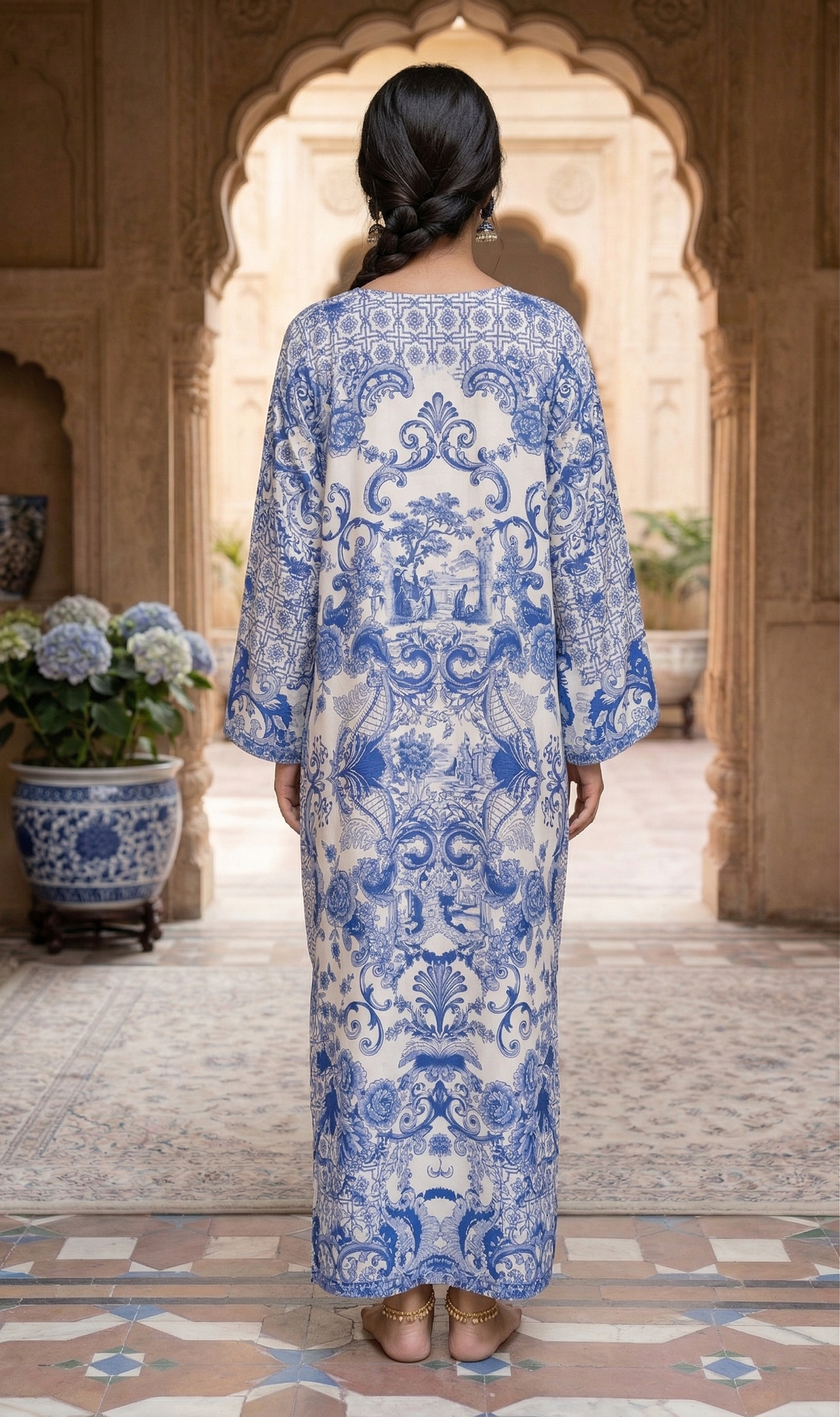 509 | Blue Floral Kaftan