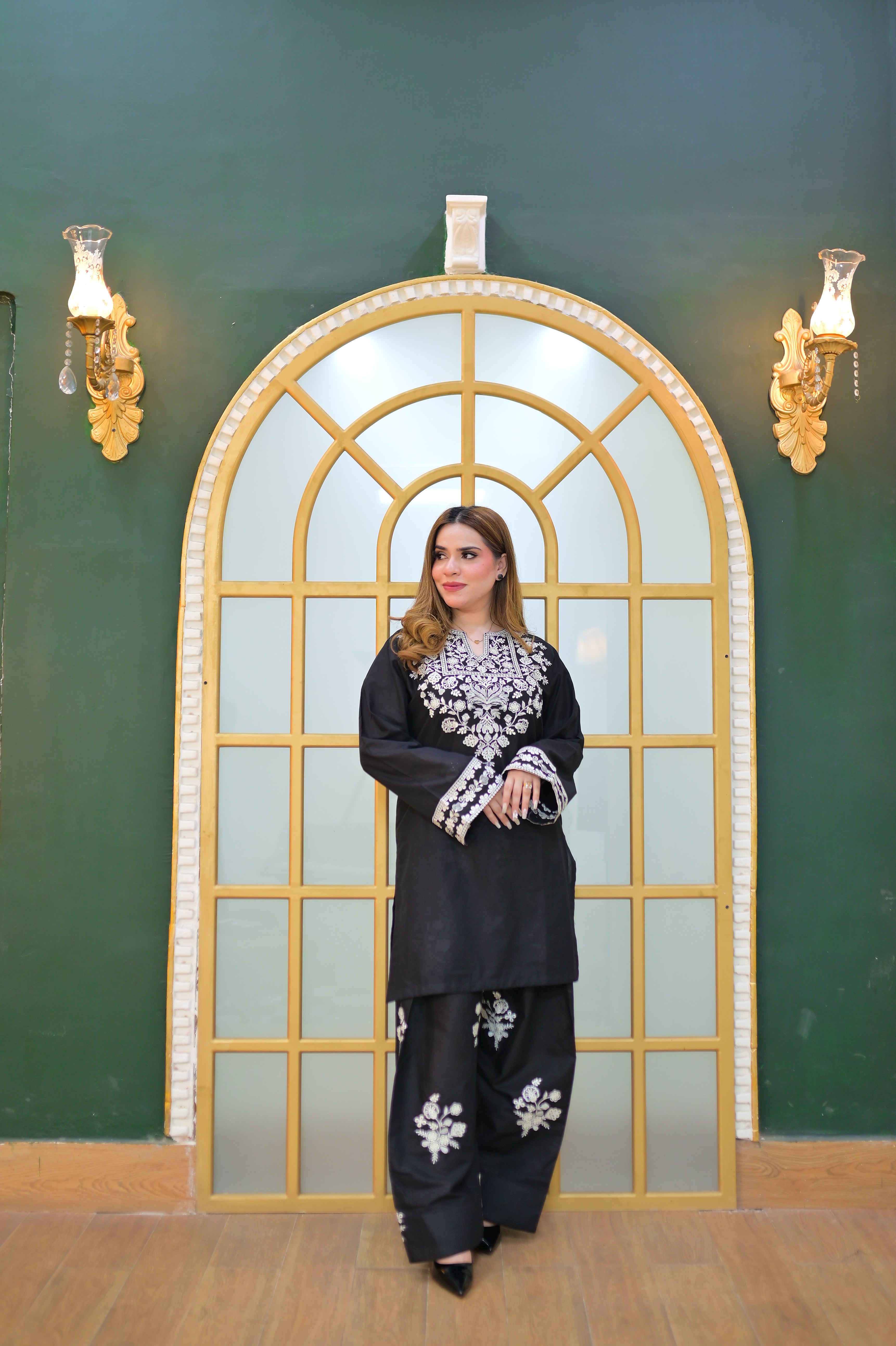 Elegant Embroidered Black Dress