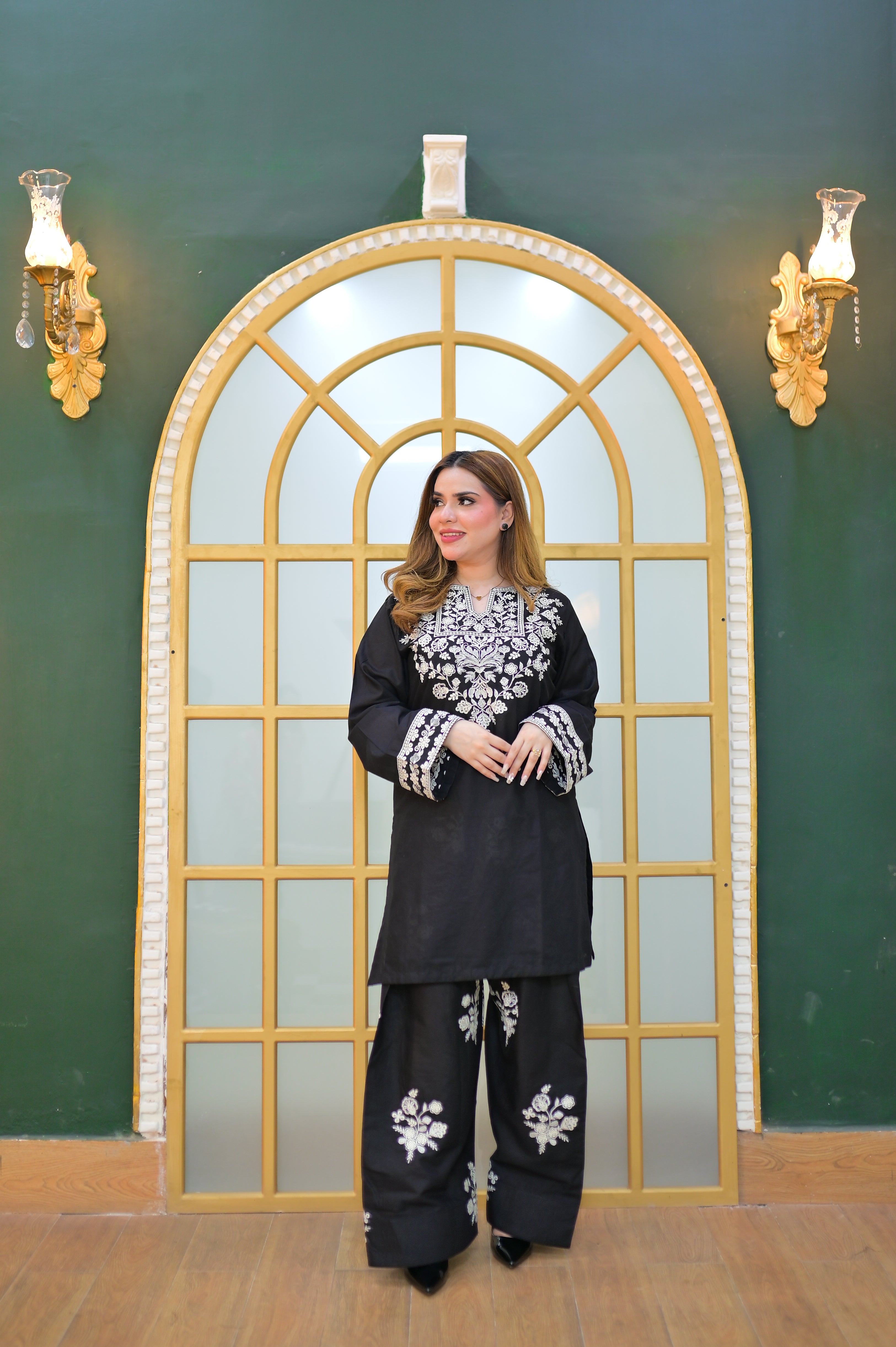 Elegant Embroidered Black Dress