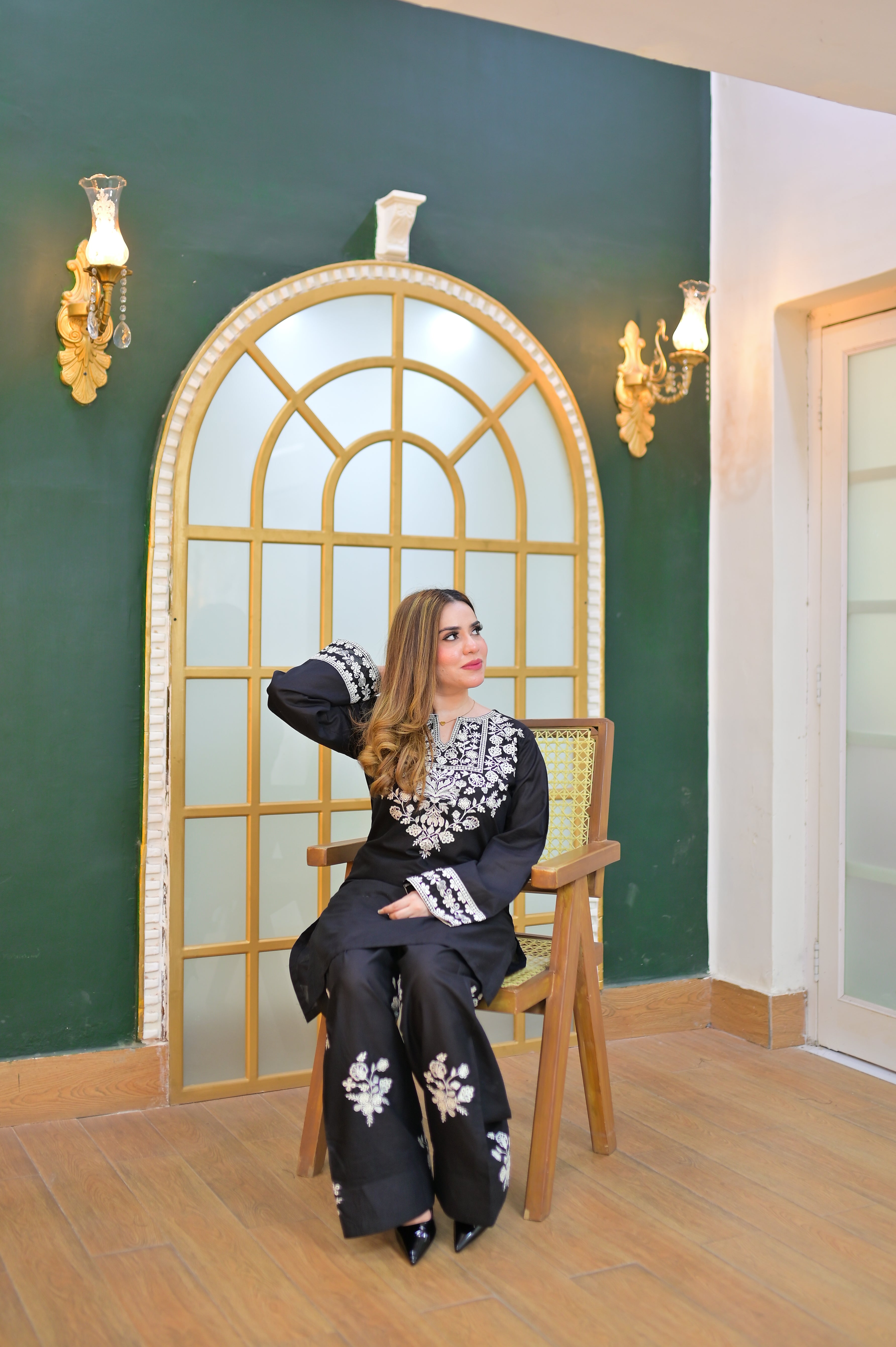 Elegant Embroidered Black Dress