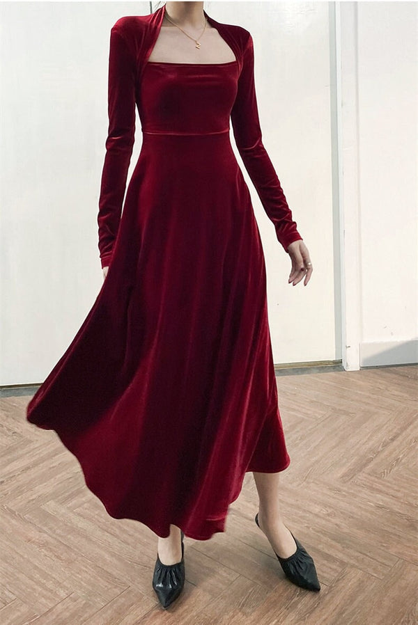 3701 Velvet dress for women, Bridesmaid Dress, Fall Winter Custom Long Sleeve Maxi Dress,